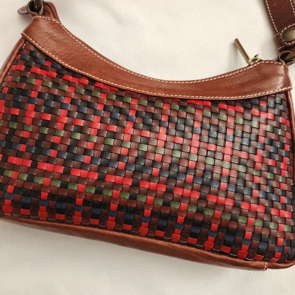 Vera Pelle Avorio Italy Leather Brown/ Multicolor Lady Crossbody/ Shoulder Purse - Picture 3 of 16